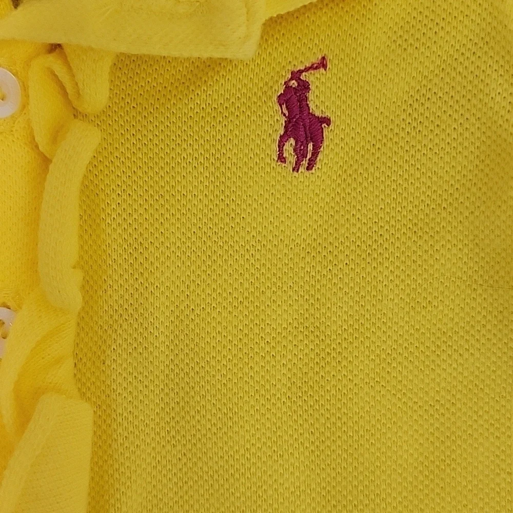 Ralph Lauren Bright Yellow Ruffle Front Bodysuit Infant Sz 6 Months